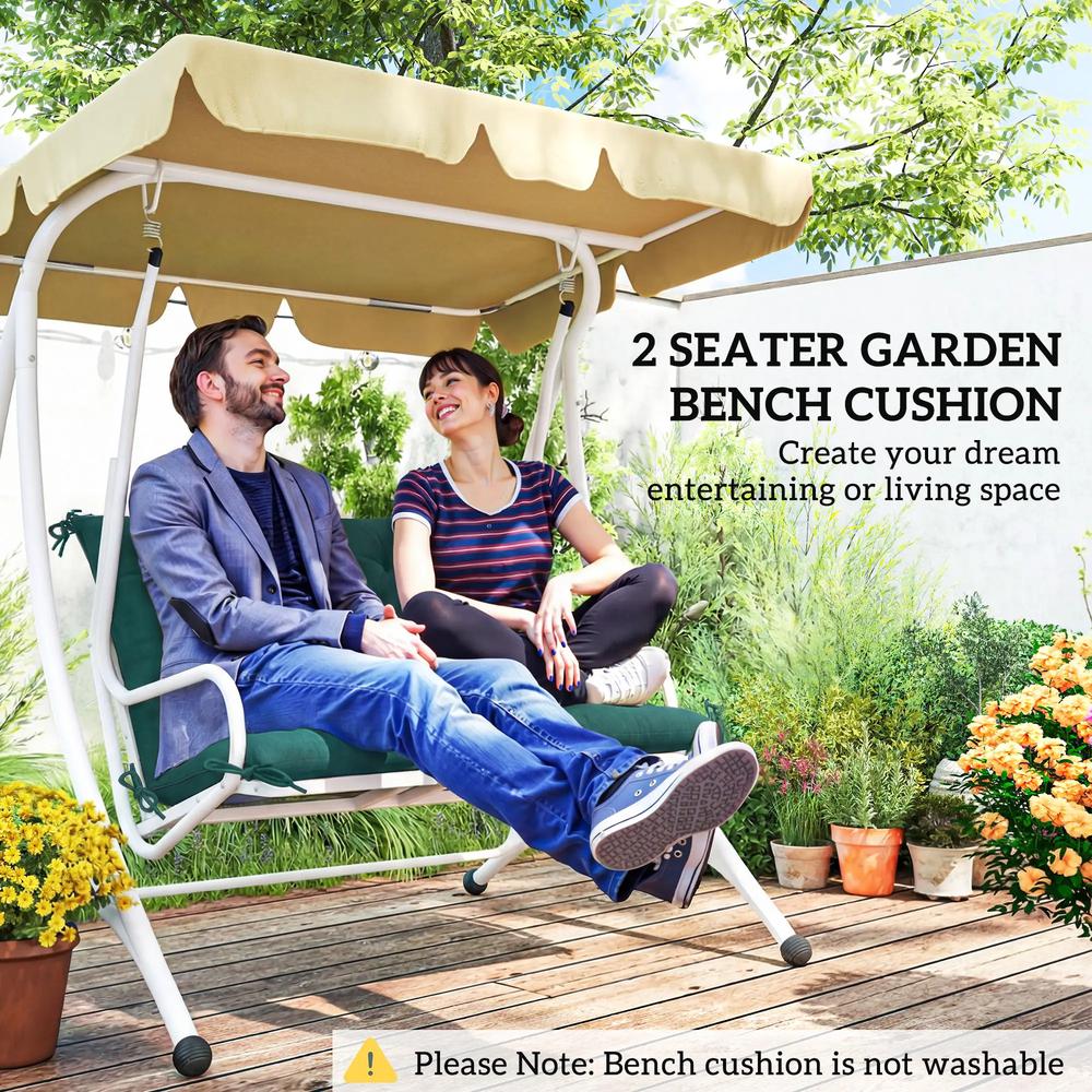 Outsunny 2 Seater Bench Pad, Garden Chair Cushion with Back and Ties for Indoor and Outdoor Use, 98 x 100 cm 6
