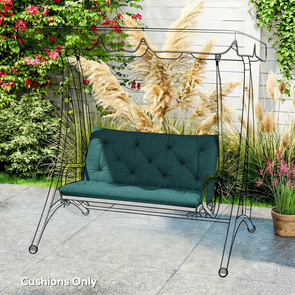 Outsunny 2 Seater Bench Pad, Garden Chair Cushion with Back and Ties for Indoor and Outdoor Use, 98 x 100 cm 7