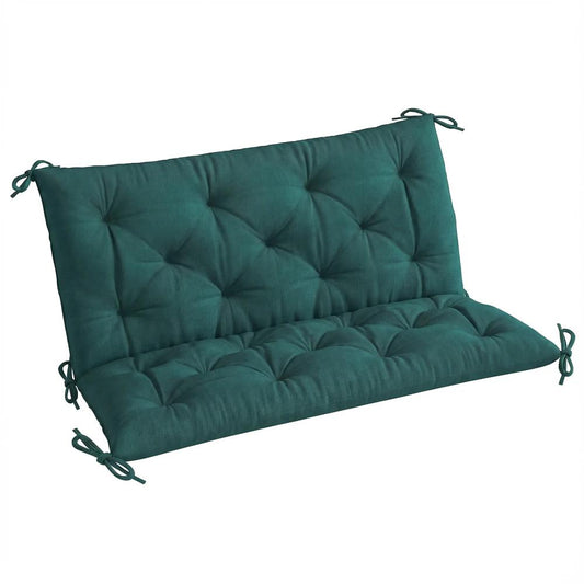 Outsunny 2 Seater Bench Pad, Garden Chair Cushion with Back and Ties for Indoor and Outdoor Use, 98 x 100 cm 