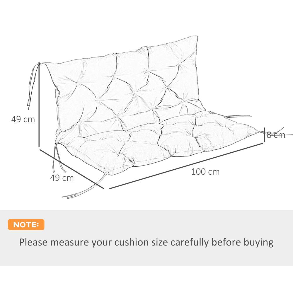 Outsunny 2 Seater Bench Pad, Garden Swing Chair Cushion with Back and Ties, Tufted Style Garden Furniture Window Seat Cushion for Indoor and Outdoor Use, 98 x 100 cm 12