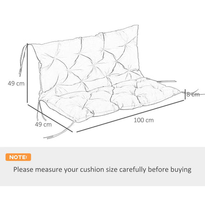 Outsunny 2 Seater Bench Pad, Garden Swing Chair Cushion with Back and Ties, Tufted Style Garden Furniture Window Seat Cushion for Indoor and Outdoor Use, 98 x 100 cm 12