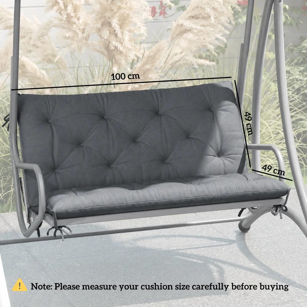 Outsunny 2 Seater Bench Pad, Garden Swing Chair Cushion with Back and Ties, Tufted Style Garden Furniture Window Seat Cushion for Indoor and Outdoor Use, 98 x 100 cm 2