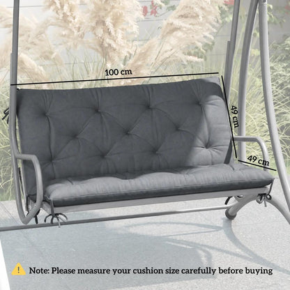 Outsunny 2 Seater Bench Pad, Garden Swing Chair Cushion with Back and Ties, Tufted Style Garden Furniture Window Seat Cushion for Indoor and Outdoor Use, 98 x 100 cm 2