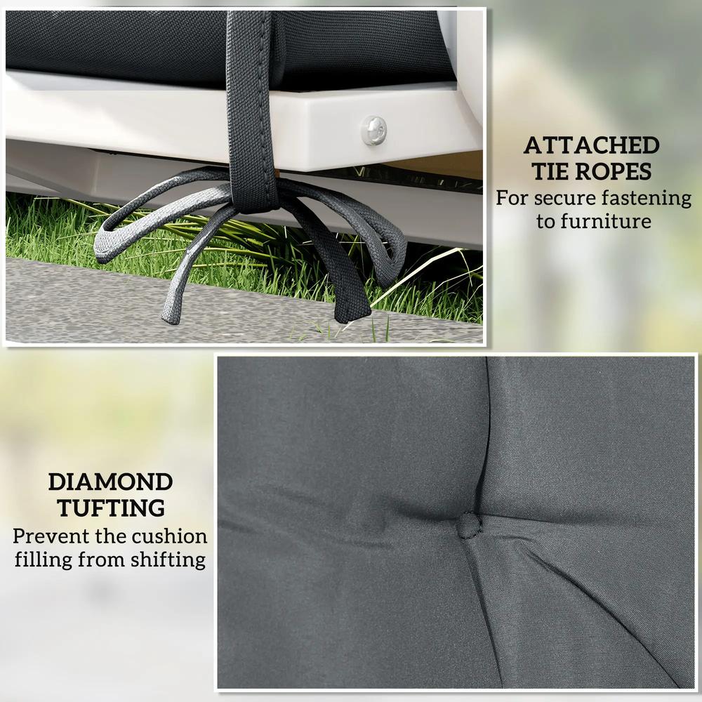 Outsunny 2 Seater Bench Pad, Garden Swing Chair Cushion with Back and Ties, Tufted Style Garden Furniture Window Seat Cushion for Indoor and Outdoor Use, 98 x 100 cm 5