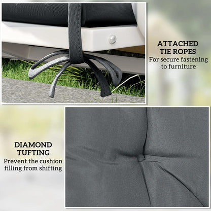 Outsunny 2 Seater Bench Pad, Garden Swing Chair Cushion with Back and Ties, Tufted Style Garden Furniture Window Seat Cushion for Indoor and Outdoor Use, 98 x 100 cm 5