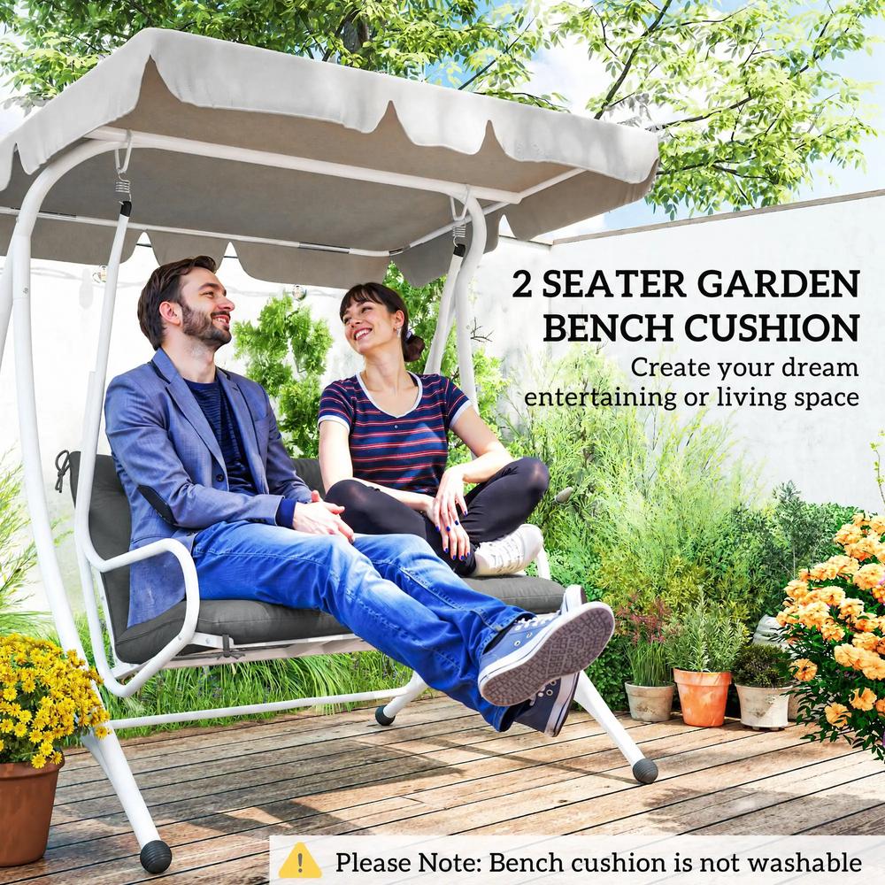 Outsunny 2 Seater Bench Pad, Garden Swing Chair Cushion with Back and Ties, Tufted Style Garden Furniture Window Seat Cushion for Indoor and Outdoor Use, 98 x 100 cm 6