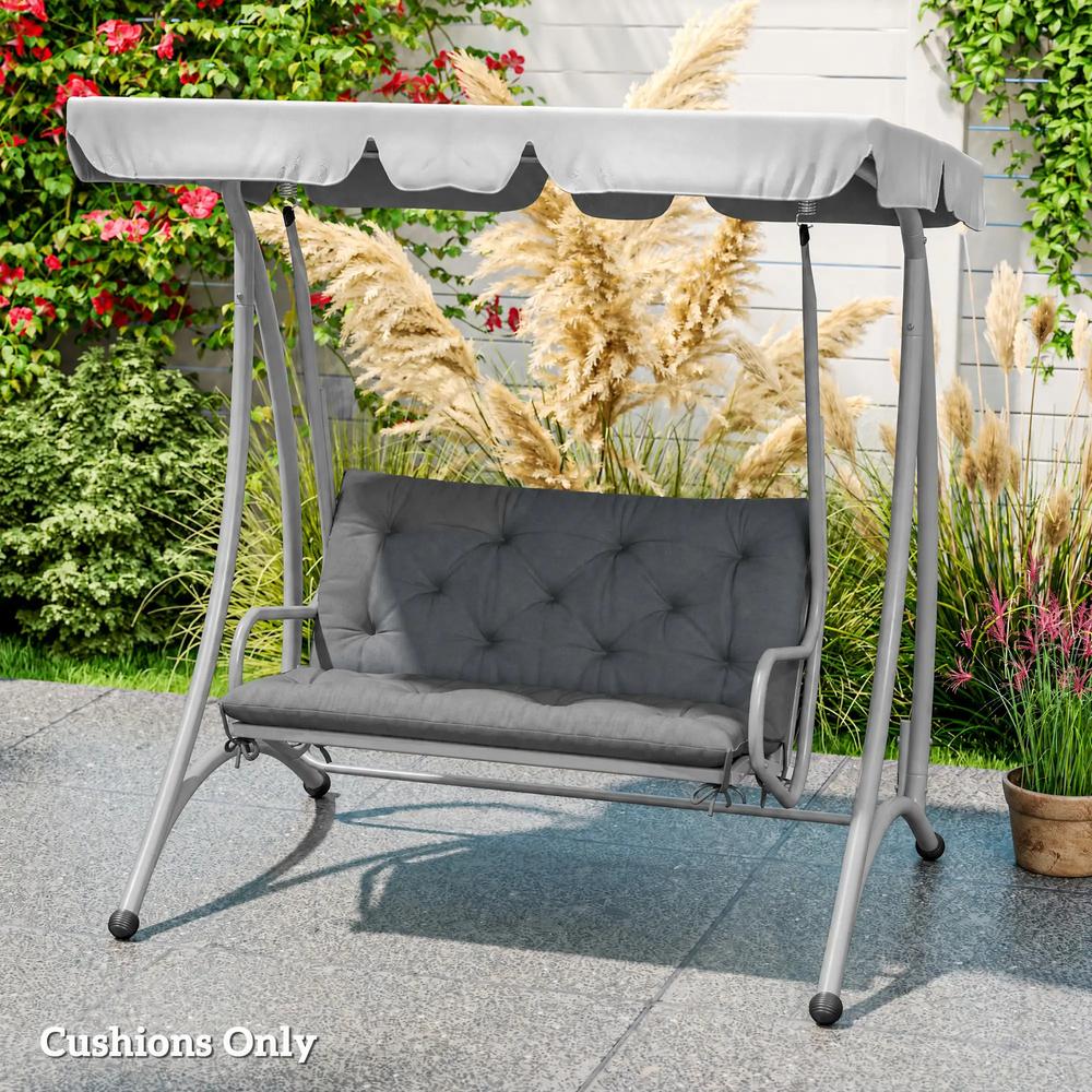 Outsunny 2 Seater Bench Pad, Garden Swing Chair Cushion with Back and Ties, Tufted Style Garden Furniture Window Seat Cushion for Indoor and Outdoor Use, 98 x 100 cm 7