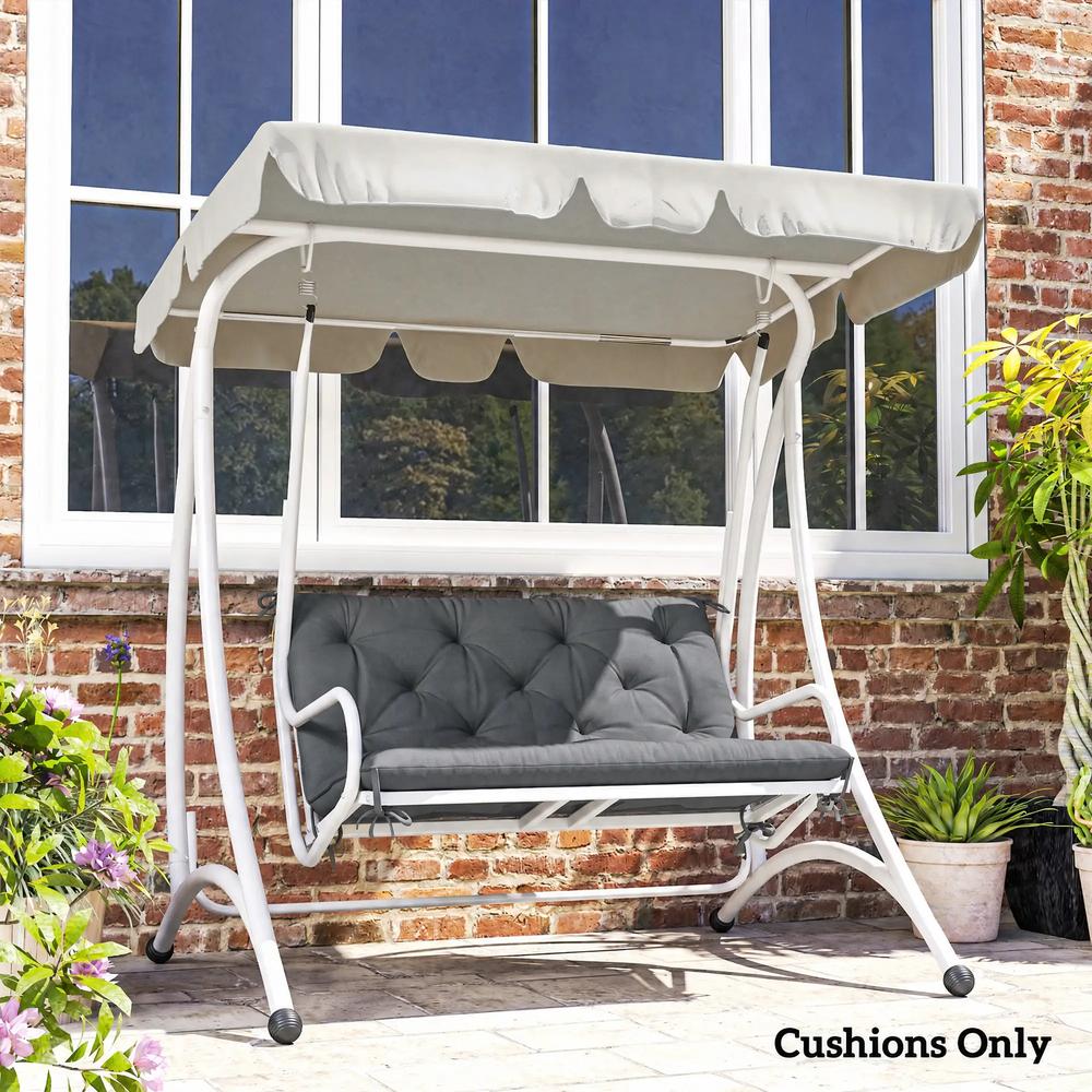 Outsunny 2 Seater Bench Pad, Garden Swing Chair Cushion with Back and Ties, Tufted Style Garden Furniture Window Seat Cushion for Indoor and Outdoor Use, 98 x 100 cm 8