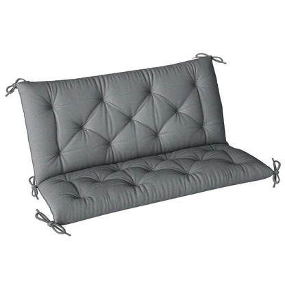 Outsunny 2 Seater Bench Pad, Garden Swing Chair Cushion with Back and Ties, Tufted Style Garden Furniture Window Seat Cushion for Indoor and Outdoor Use, 98 x 100 cm 