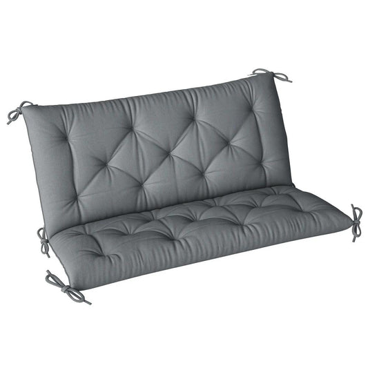 Outsunny 2 Seater Bench Pad, Garden Swing Chair Cushion with Back and Ties, Tufted Style Garden Furniture Window Seat Cushion for Indoor and Outdoor Use, 98 x 100 cm 