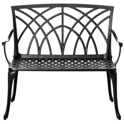 Outsunny 2-Seater Cast Aluminium Garden Bench Loveseat Outdoor Furniture Chair w/ Decorative Backrest & Ergonomic Armrest for Patio Terrace Porch 11