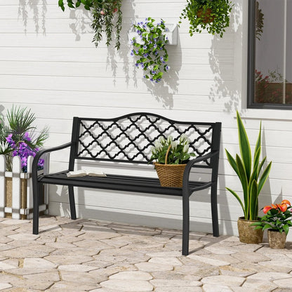 Outsunny 2-Seater Garden Bench Antique Loveseat for Yard, Lawn, Porch, Patio, Steel 1