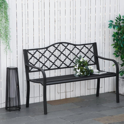 Outsunny 2-Seater Garden Bench Antique Loveseat for Yard, Lawn, Porch, Patio, Steel 10