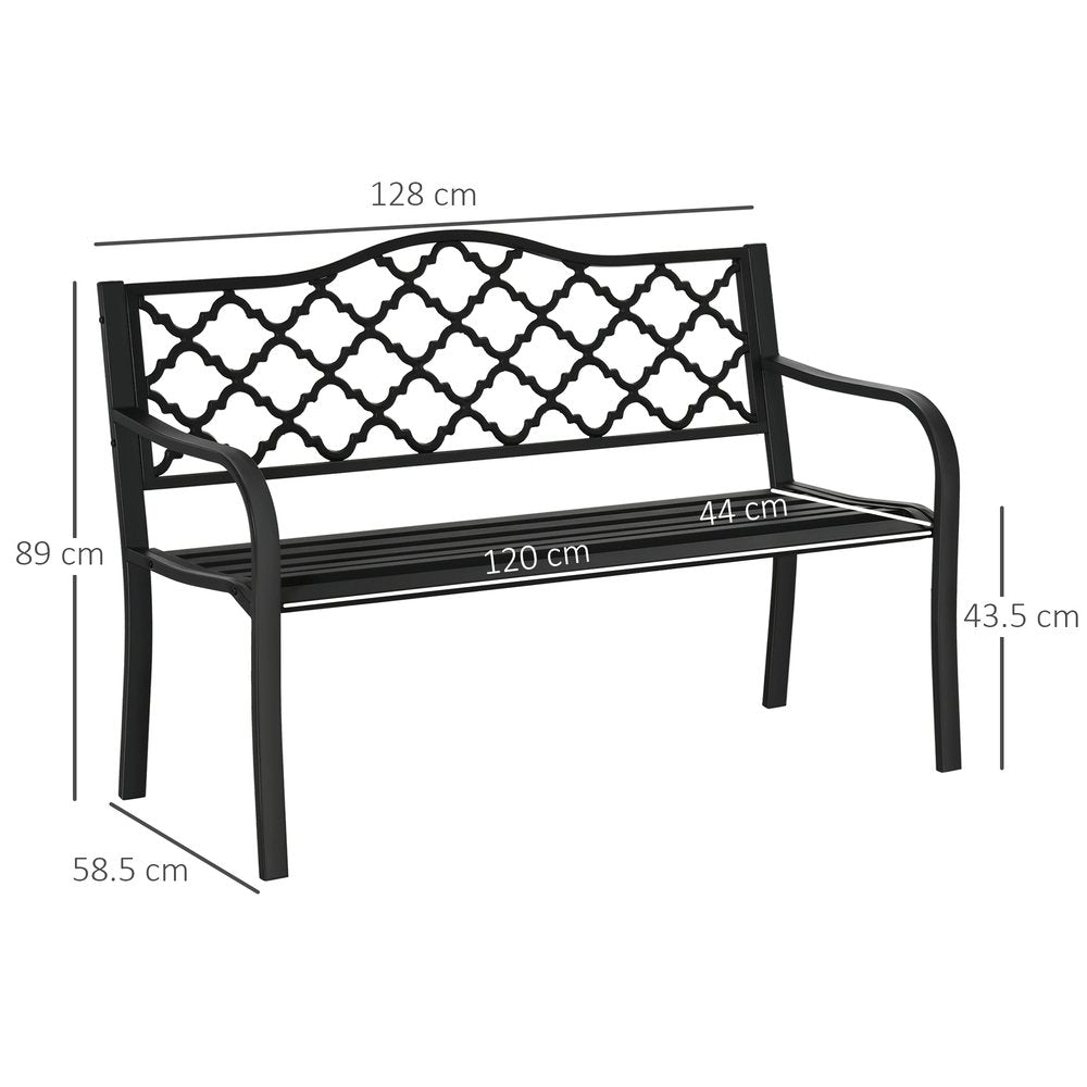 Outsunny 2-Seater Garden Bench Antique Loveseat for Yard, Lawn, Porch, Patio, Steel 2