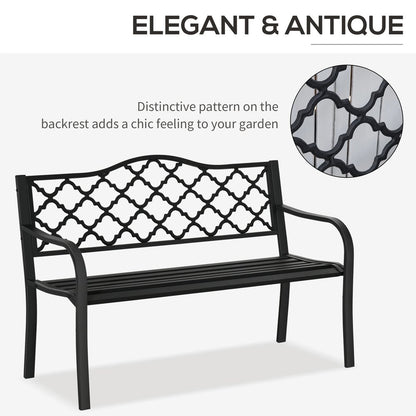 Outsunny 2-Seater Garden Bench Antique Loveseat for Yard, Lawn, Porch, Patio, Steel 3