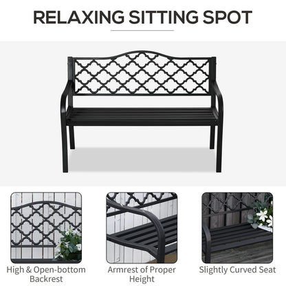 Outsunny 2-Seater Garden Bench Antique Loveseat for Yard, Lawn, Porch, Patio, Steel 4