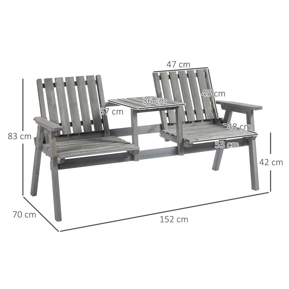 Outsunny 2-Seater Garden Bench Antique Loveseat for Yard, Lawn, Porch, Patio, Steel, Grey 2