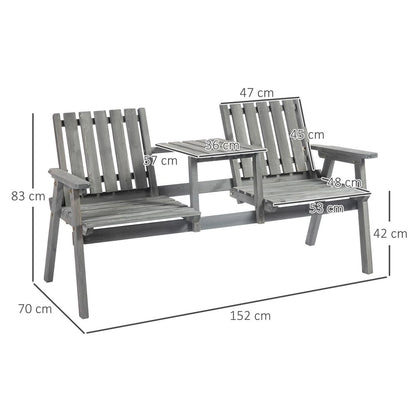 Outsunny 2-Seater Garden Bench Antique Loveseat for Yard, Lawn, Porch, Patio, Steel, Grey 2