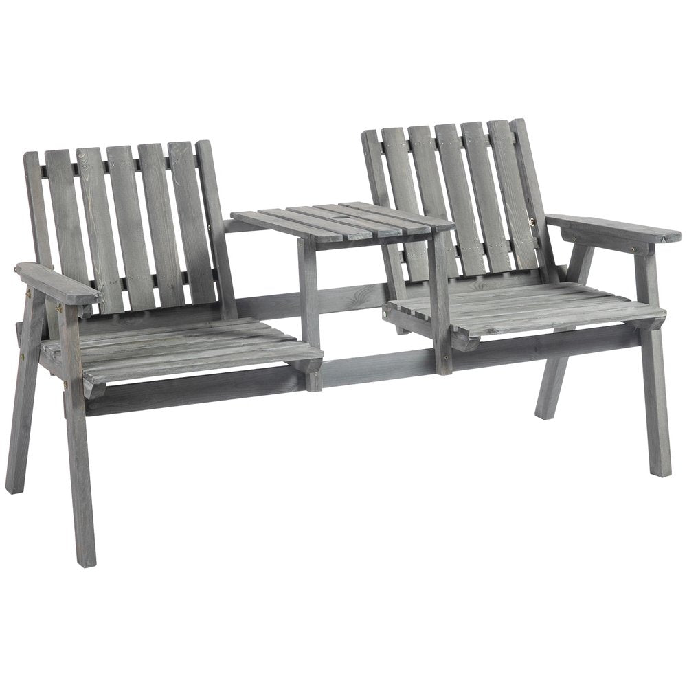 Outsunny 2-Seater Garden Bench Antique Loveseat for Yard, Lawn, Porch, Patio, Steel, Grey 