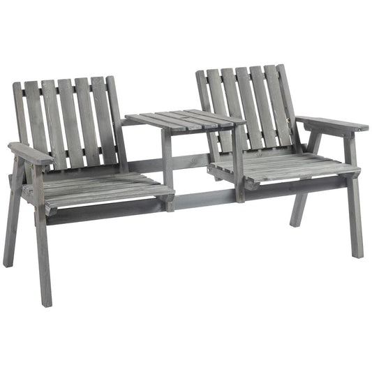Outsunny 2-Seater Garden Bench Antique Loveseat for Yard, Lawn, Porch, Patio, Steel, Grey 