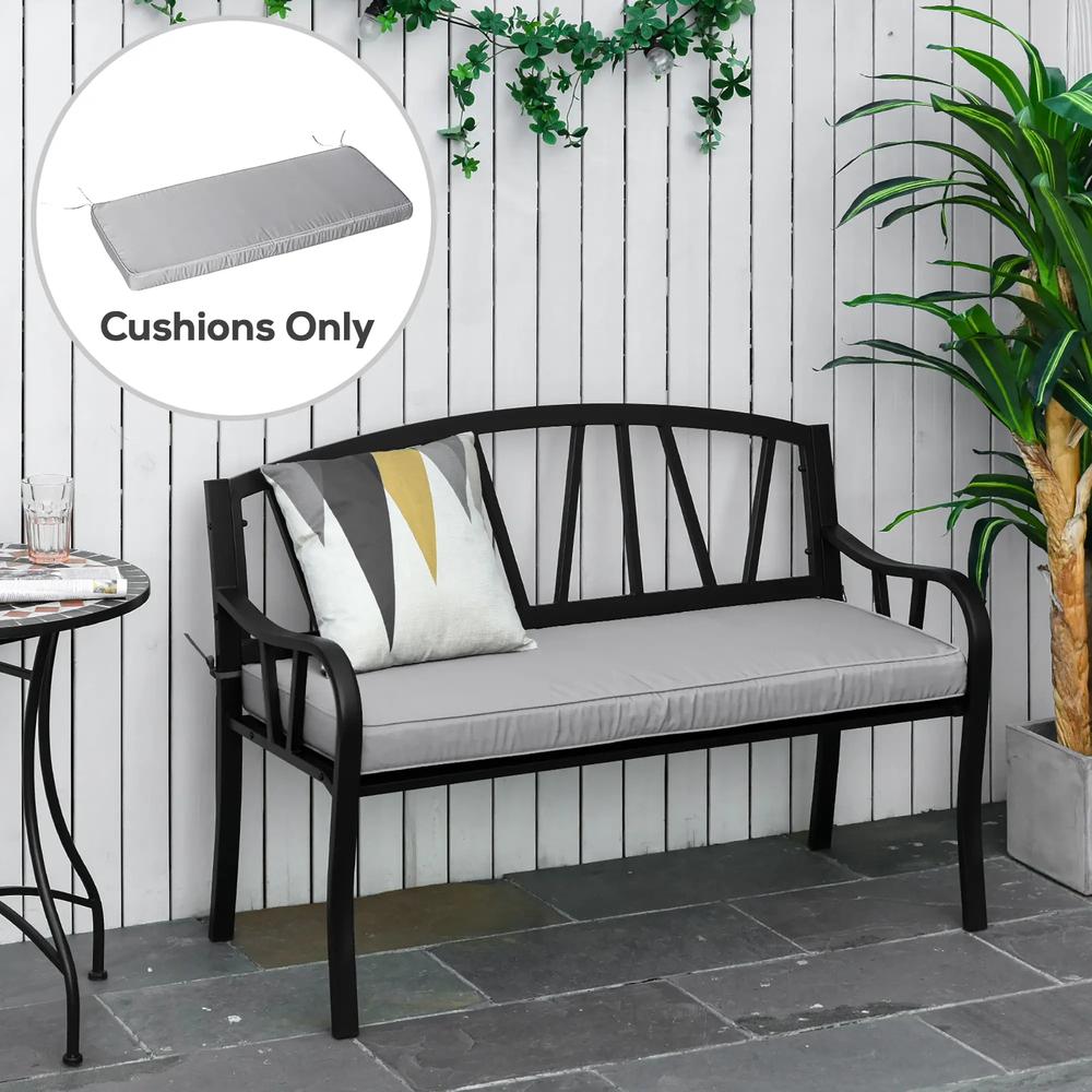 Outsunny 2 Seater Garden Bench Cushion - Light Grey 1