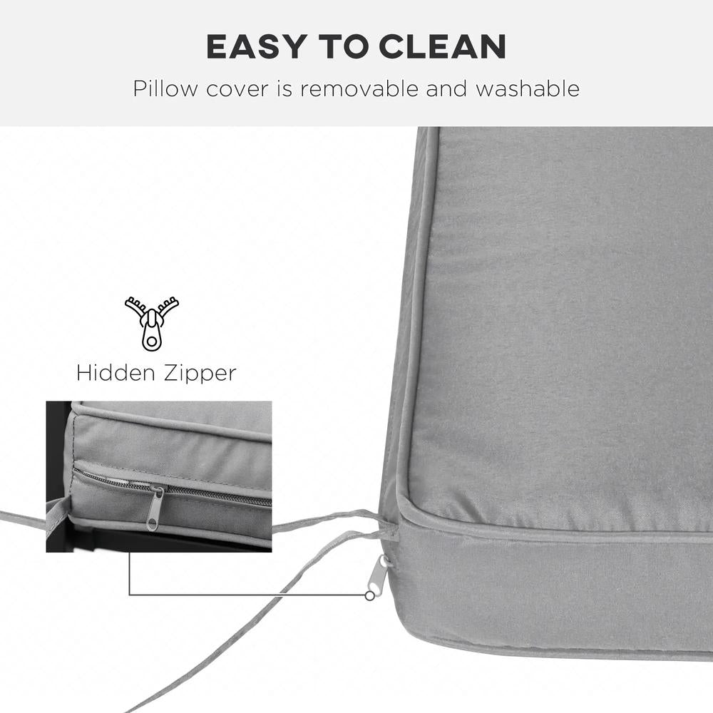 Outsunny 2 Seater Garden Bench Cushion - Light Grey 4
