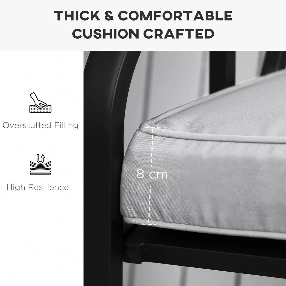 Outsunny 2 Seater Garden Bench Cushion - Light Grey 6