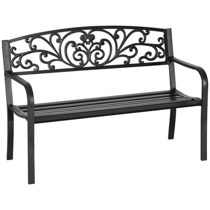 Outsunny 2-Seater Garden Bench, Steel-Black 14