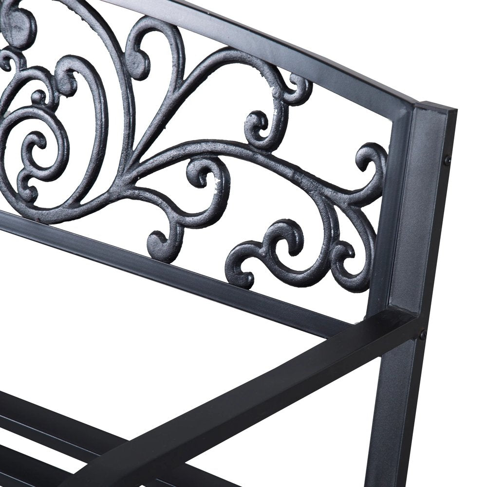 Outsunny 2-Seater Garden Bench, Steel-Black 6