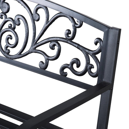 Outsunny 2-Seater Garden Bench, Steel-Black 6