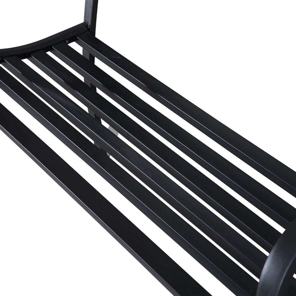 Outsunny 2-Seater Garden Bench, Steel-Black 7