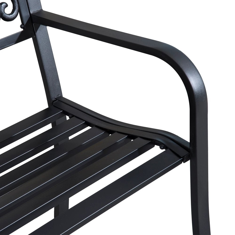 Outsunny 2-Seater Garden Bench, Steel-Black 8