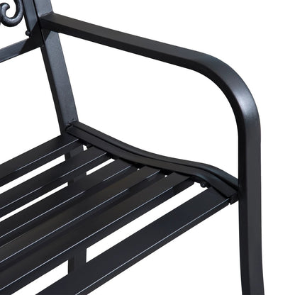 Outsunny 2-Seater Garden Bench, Steel-Black 8