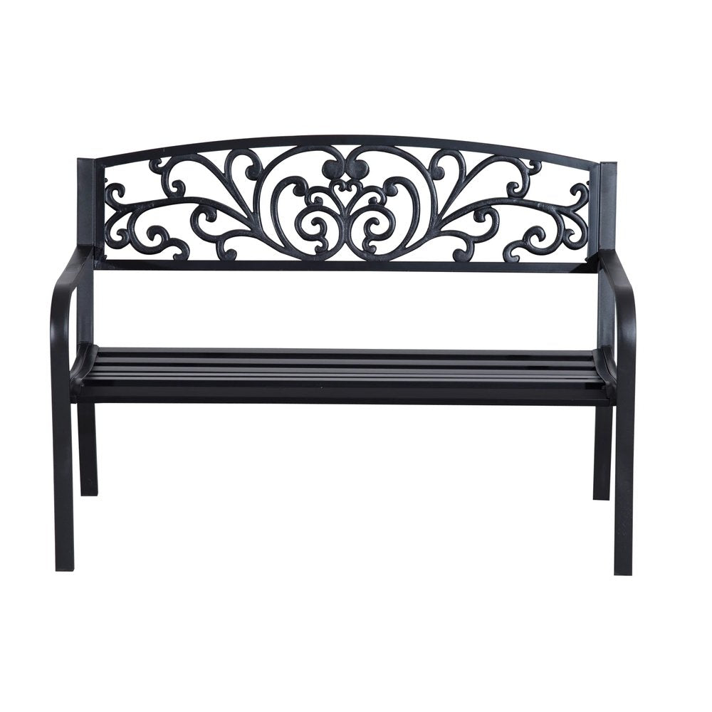 Outsunny 2-Seater Garden Bench, Steel-Black 9