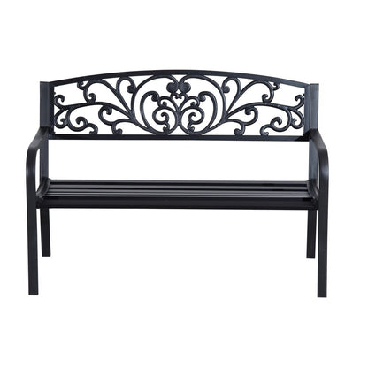 Outsunny 2-Seater Garden Bench, Steel-Black 9