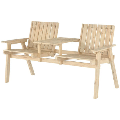 Outsunny 2-Seater Garden Loveseat with Table and Parasol Hole for Porch, Patio 10