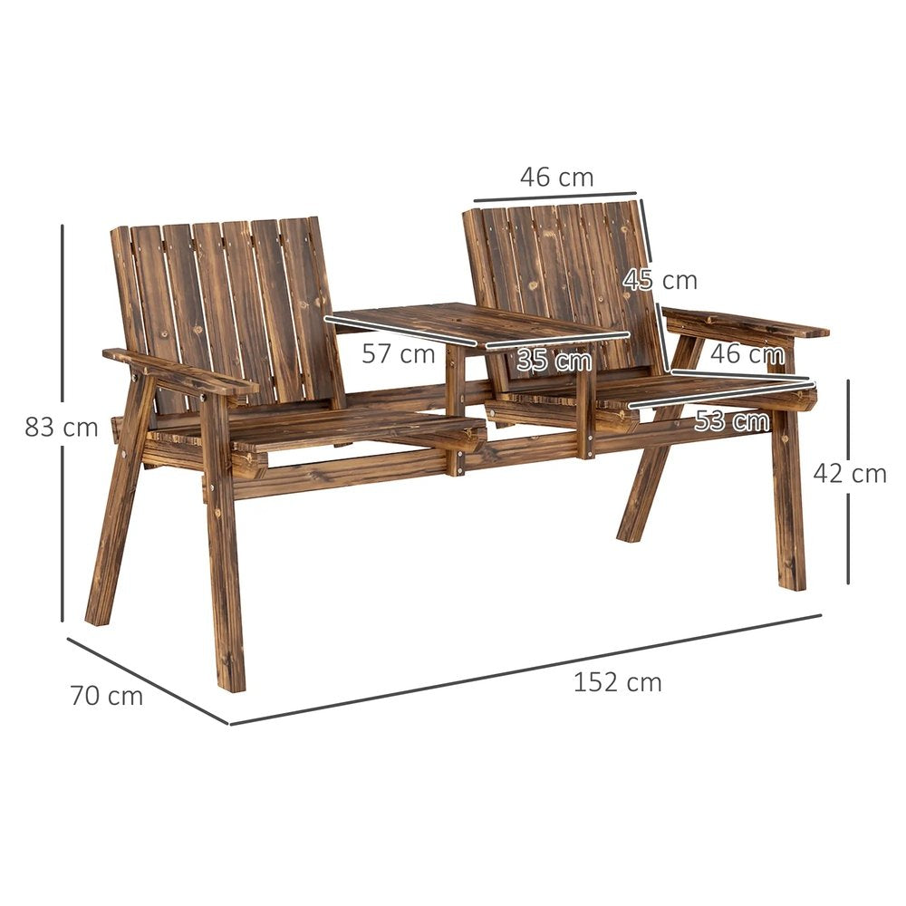 Outsunny 2-Seater Garden Loveseat with Table and Parasol Hole for Porch, Patio 13