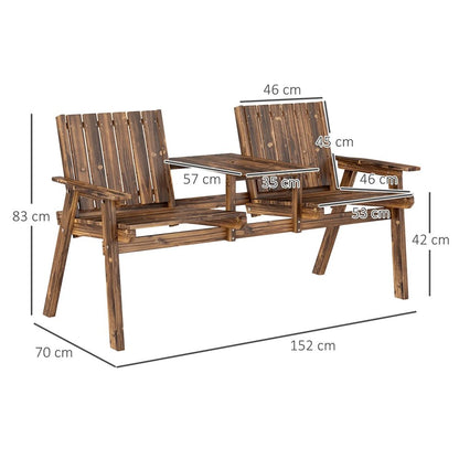 Outsunny 2-Seater Garden Loveseat with Table and Parasol Hole for Porch, Patio 13