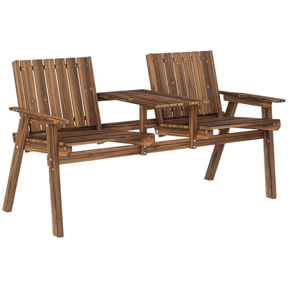 Outsunny 2-Seater Garden Loveseat with Table and Parasol Hole for Porch, Patio 20