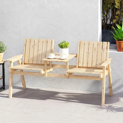 Outsunny 2-Seater Garden Loveseat with Table and Parasol Hole for Porch, Patio 7