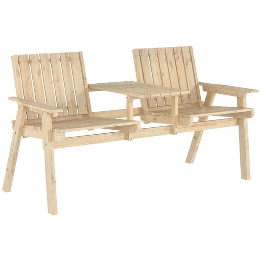 Outsunny 2-Seater Garden Loveseat with Table and Parasol Hole for Porch, Patio 