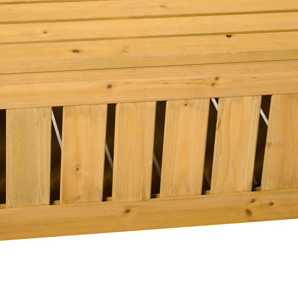 Outsunny 2-Seater Garden Storage Bench for Patio Wood Porch Decor Outdoor Seating 9
