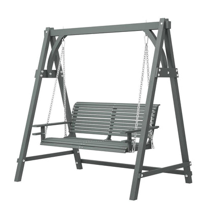 Outsunny 2 Seater Garden Swing Seat, Wooden Swing Chair Bench with Cup Holders for Outdoor Porch Patio 13