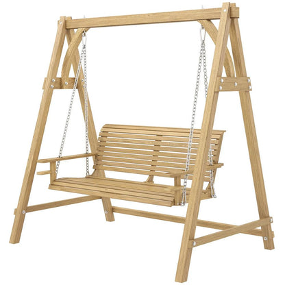 Outsunny 2 Seater Garden Swing Seat, Wooden Swing Chair Bench with Cup Holders for Outdoor Porch Patio 22