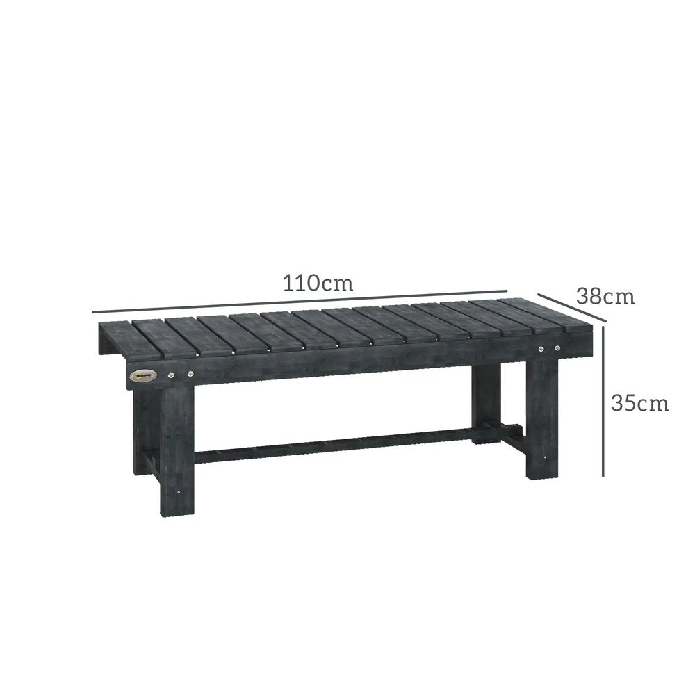 Outsunny 2-Seater Garden Wooden Bench, Grey 84B-362V00GY 2