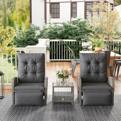 Outsunny 2 Seater Patio Rattan Wicker No Installation Chaise Lounge Sofa Set w/ Cushion for Patio Garden Porch, Grey