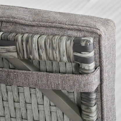 Outsunny 2 Seater Patio Wicker No installation Chaise Lounge Sofa Set with Fabric Cushion, Grey