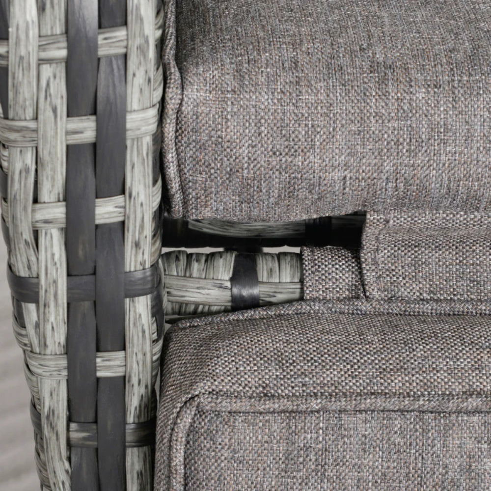Outsunny 2 Seater Patio Wicker No installation Chaise Lounge Sofa Set with Fabric Cushion, Grey