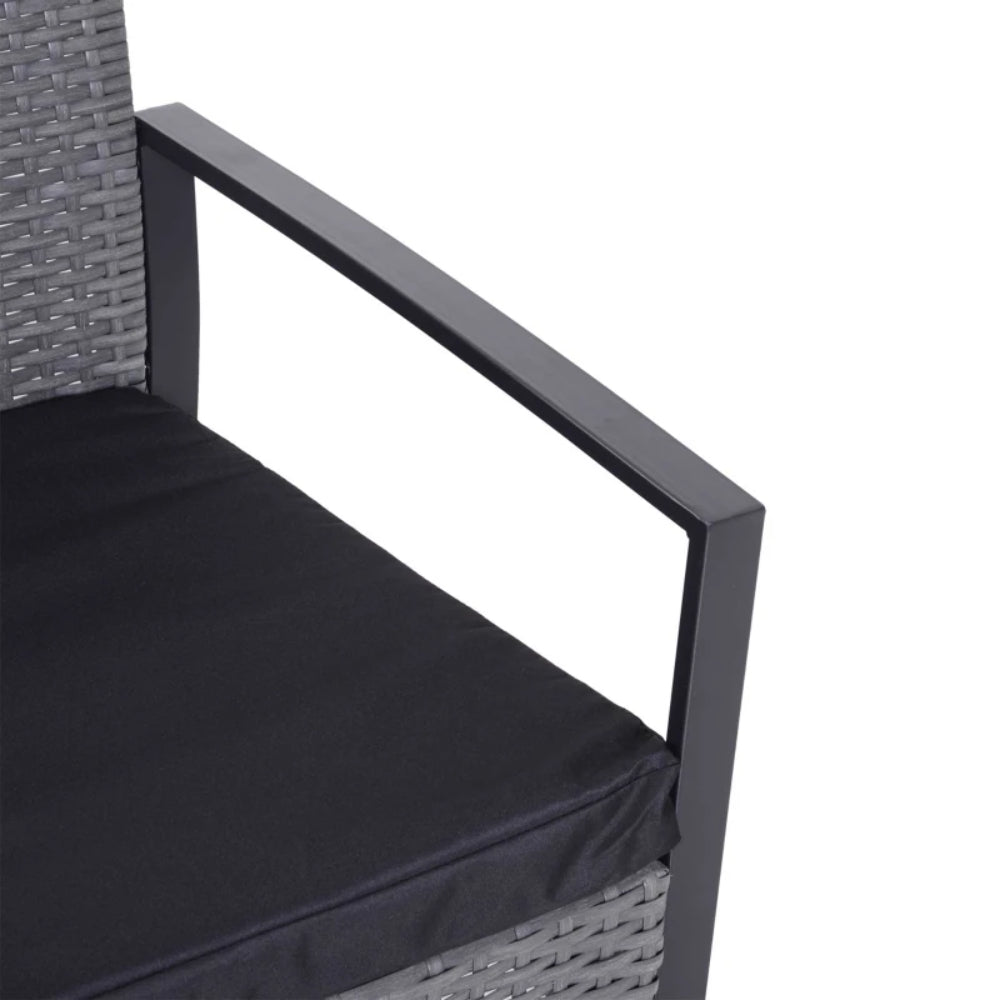 Outsunny 2 Seater Rattan Patio Set W/ Cushions-Grey/Black
