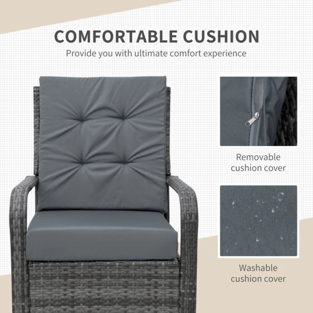 Outsunny 2-Seater Rattan Table & Chair, Bistro Garden Furniture Set Wicker Table for Small Patio, Waterproof Cover Included